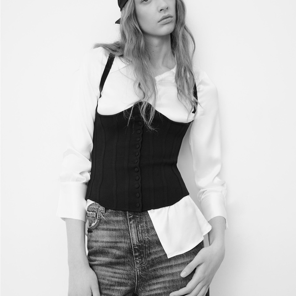 Zara knit corset black NWT